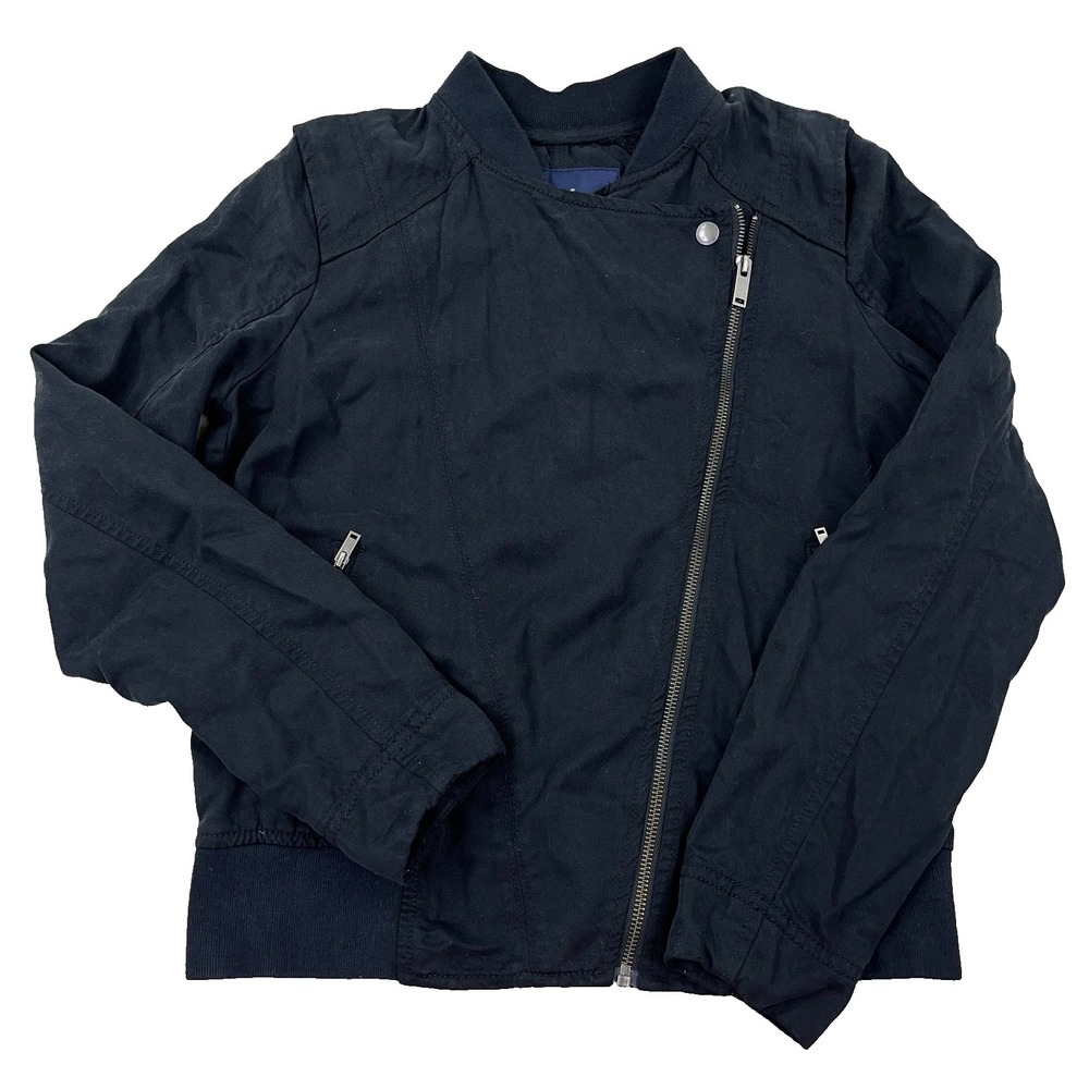 Vintage American Eagle Jacket Women Small Black Bomber Full Zip Lightweight